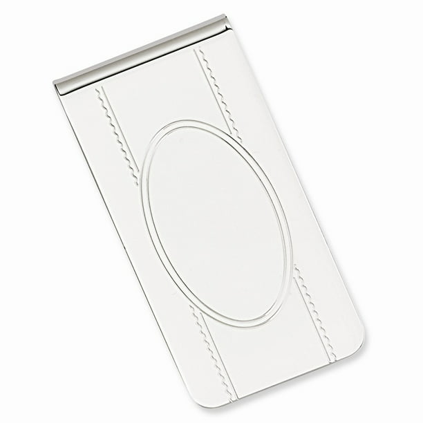 Kelly Waters Rhodium-Plated With Engravable Area Money Clip 